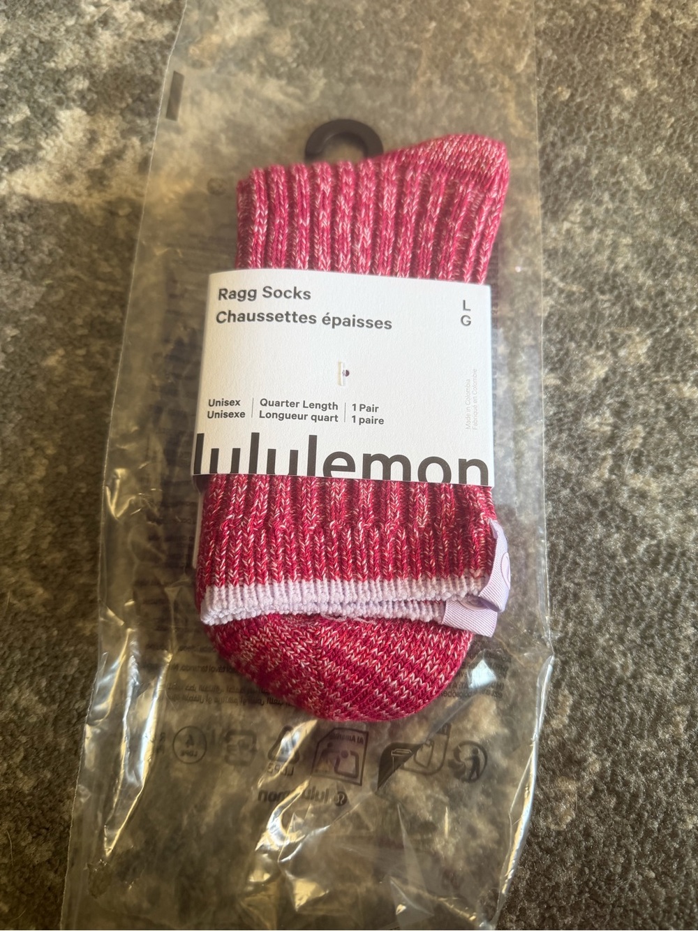 lululemon athletica Ragg Quarter-Length Socks - Pink & White